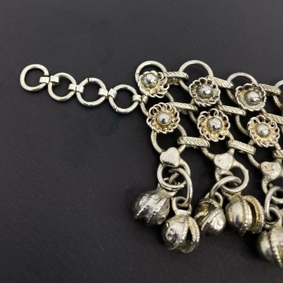 INTRICATE BOHEMIAN SILVER JINGLY ADJUSTABLE ANKLE BRACELET - Picture 9 of 9